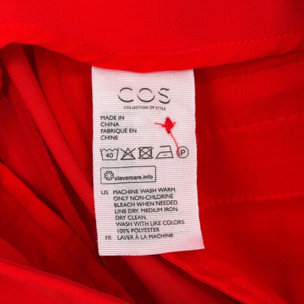COS Red Tailored High Rise Straight Leg Trousers Pants Womens Size 12 US - Picture 4 of 7